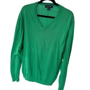 Brooks Brothers Supima® Cotton V-Neck Sweater – Kelly Green – XL